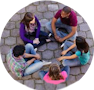 A live Social Salon with people in a circle