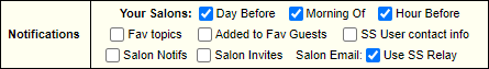 Notification options which can be set when editing your profile
